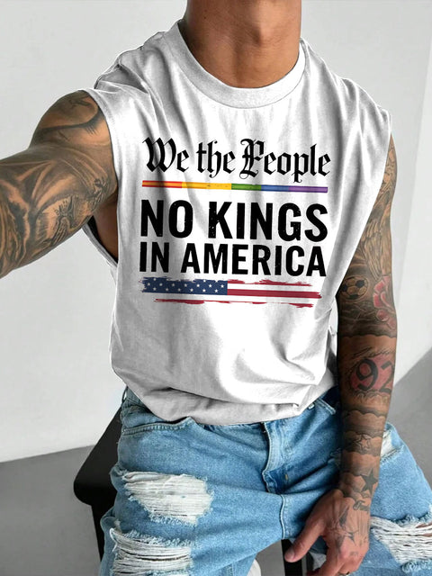 Men's We The People No Kings In America LGBT Gay Pride Casual Wide Shoulder Vest