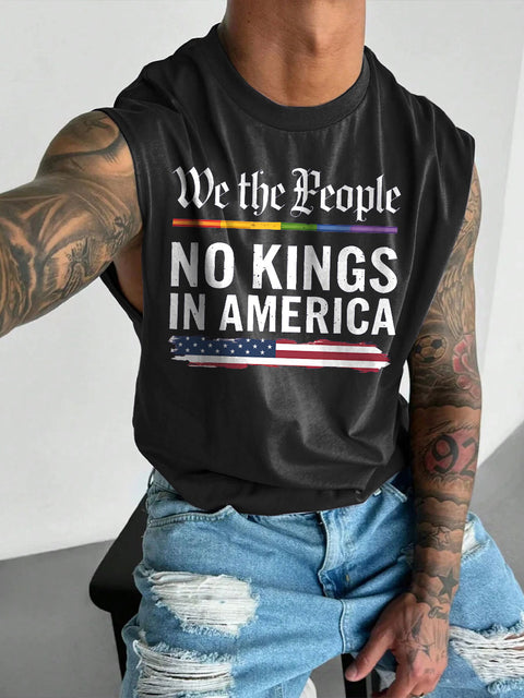 Men's We The People No Kings In America LGBT Gay Pride Casual Wide Shoulder Vest