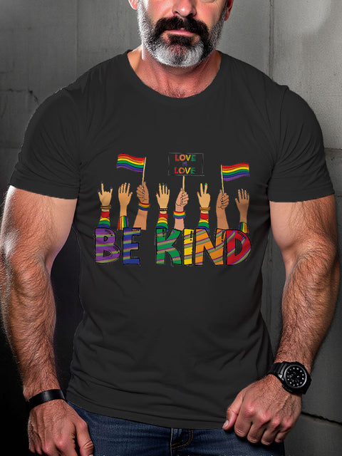 LGBT Rainbow Pride Be Kind Pride Print Casual T-shirt