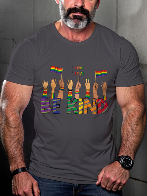 LGBT Rainbow Pride Be Kind Pride Print Casual T-shirt