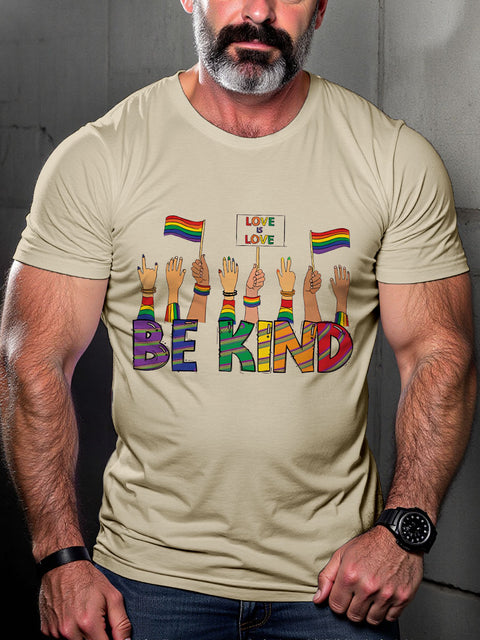 LGBT Rainbow Pride Be Kind Pride Print Casual T-shirt