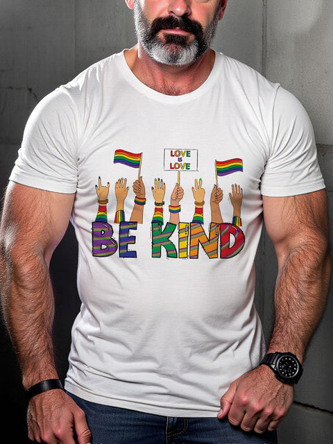 LGBT Rainbow Pride Be Kind Pride Print Casual T-shirt