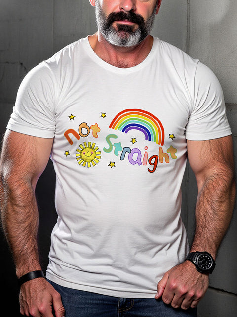 LGBT Not Straight Rainbow Pride Print Casual T-shirt