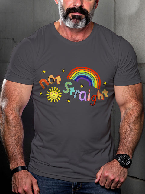 LGBT Not Straight Rainbow Pride Print Casual T-shirt