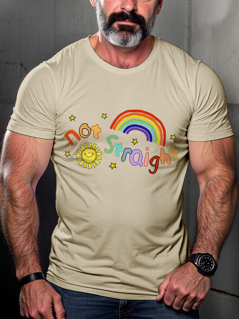 LGBT Not Straight Rainbow Pride Print Casual T-shirt
