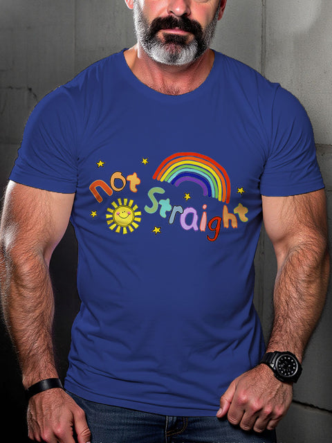 LGBT Not Straight Rainbow Pride Print Casual T-shirt