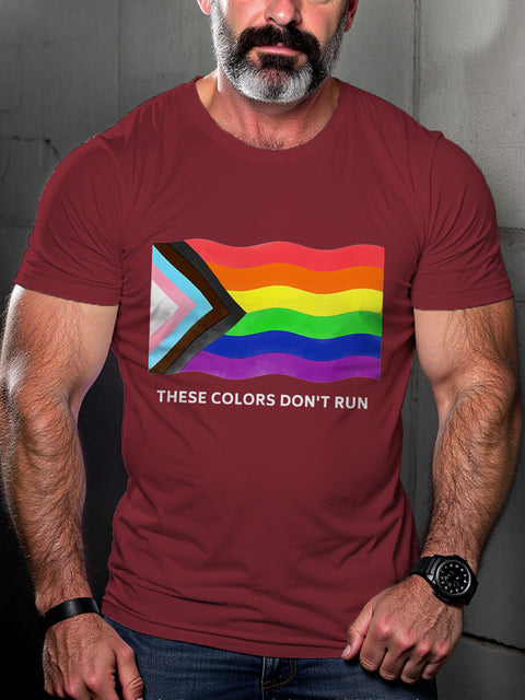 LGBT Rainbow These Colors Don't Run Pride Print Casual T-shirt