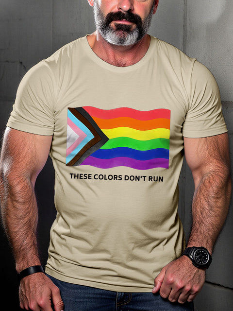 LGBT Rainbow These Colors Don't Run Pride Print Casual T-shirt