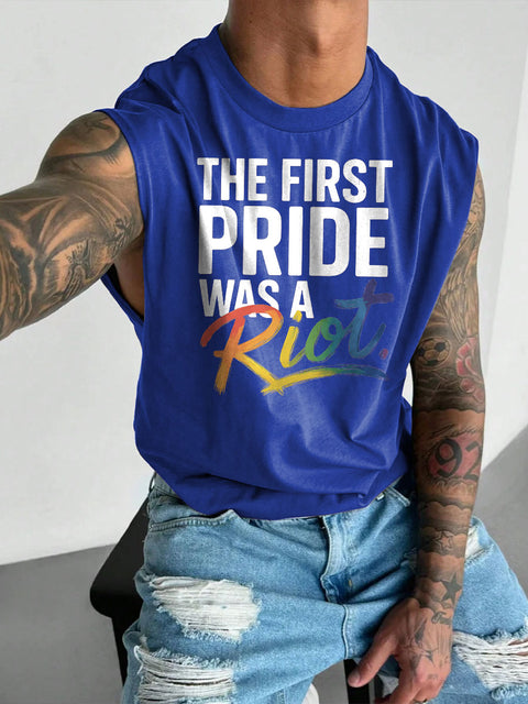 Men's The First Pride Was A Riot LGBT Gay Pride Casual Wide Shoulder Vest