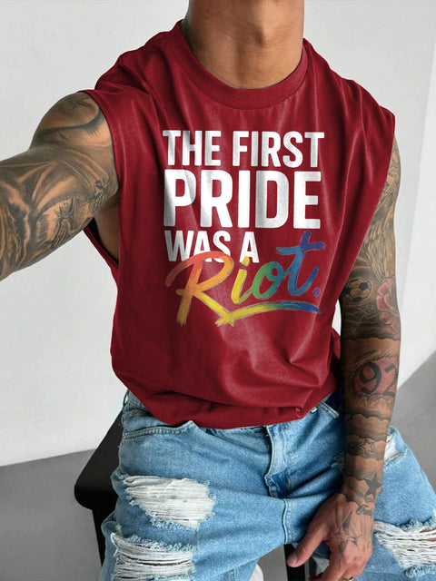 Men's The First Pride Was A Riot LGBT Gay Pride Casual Wide Shoulder Vest
