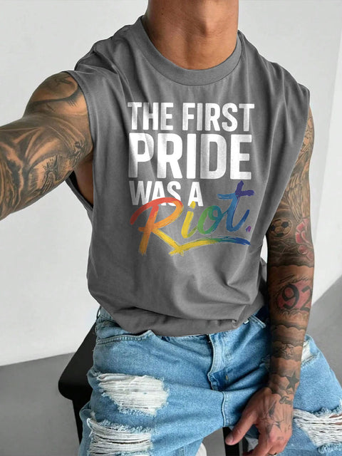 Men's The First Pride Was A Riot LGBT Gay Pride Casual Wide Shoulder Vest