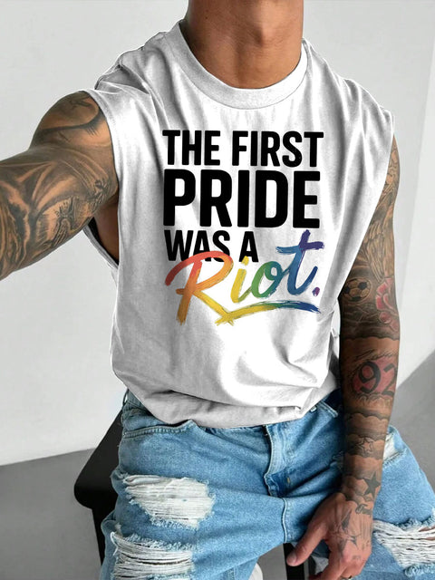 Men's The First Pride Was A Riot LGBT Gay Pride Casual Wide Shoulder Vest