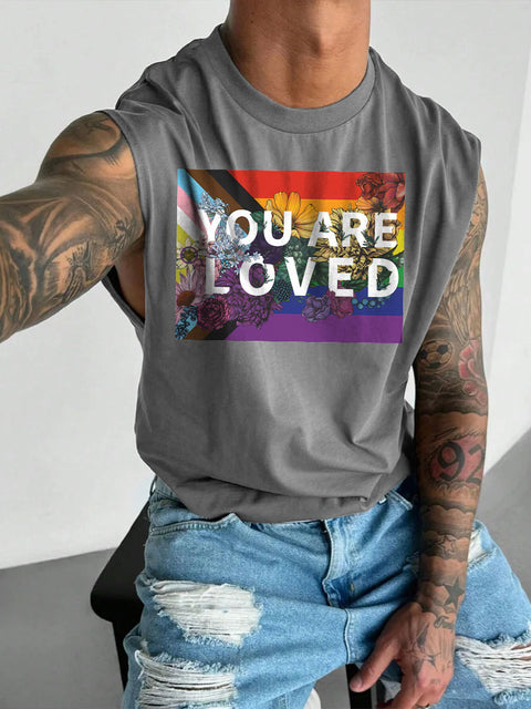 Men's You Are Loved LGBT Gay Pride Casual Wide Shoulder Vest