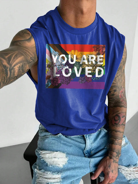 Men's You Are Loved LGBT Gay Pride Casual Wide Shoulder Vest