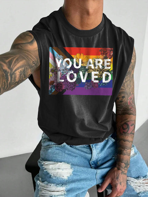 Men's You Are Loved LGBT Gay Pride Casual Wide Shoulder Vest