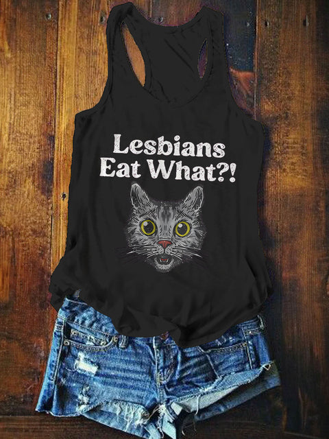 Women's Lesbians Eat What? Casual Print Tank Top