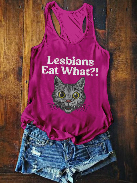 Women's Lesbians Eat What? Casual Print Tank Top