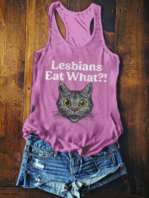 Women's Lesbians Eat What? Casual Print Tank Top