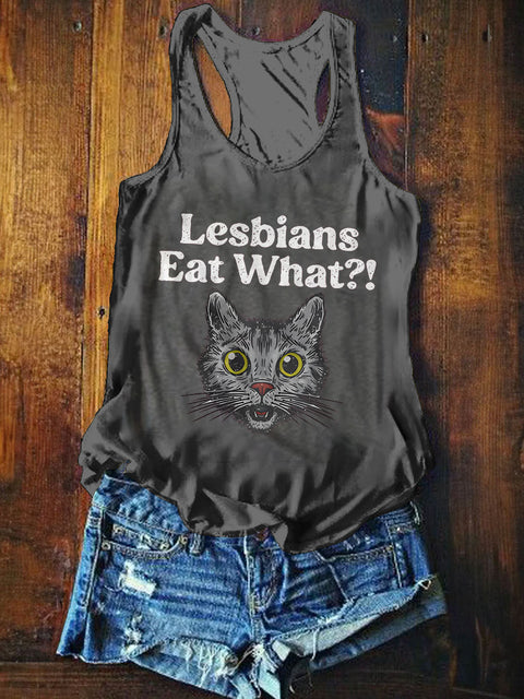 Women's Lesbians Eat What? Casual Print Tank Top