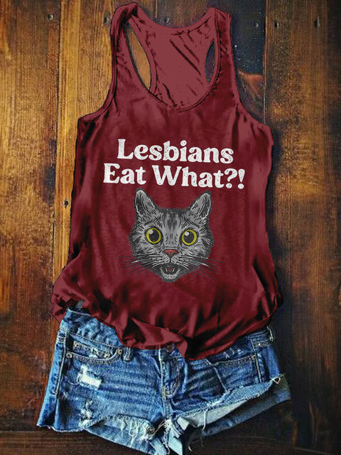 Women's Lesbians Eat What? Casual Print Tank Top