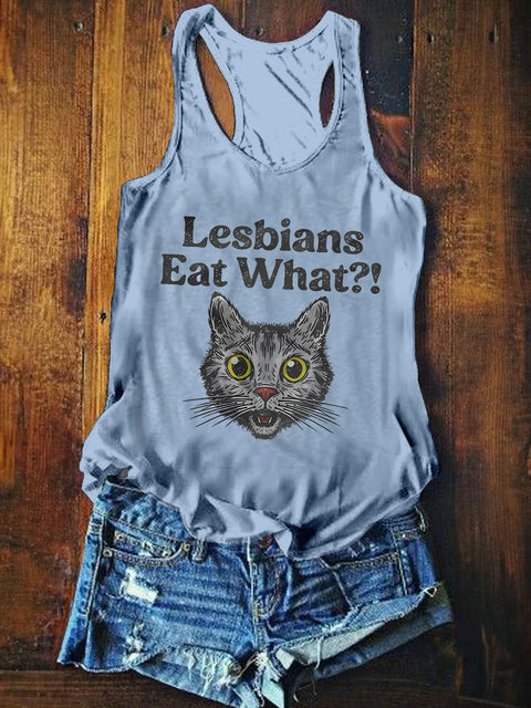 Women's Lesbians Eat What? Casual Print Tank Top