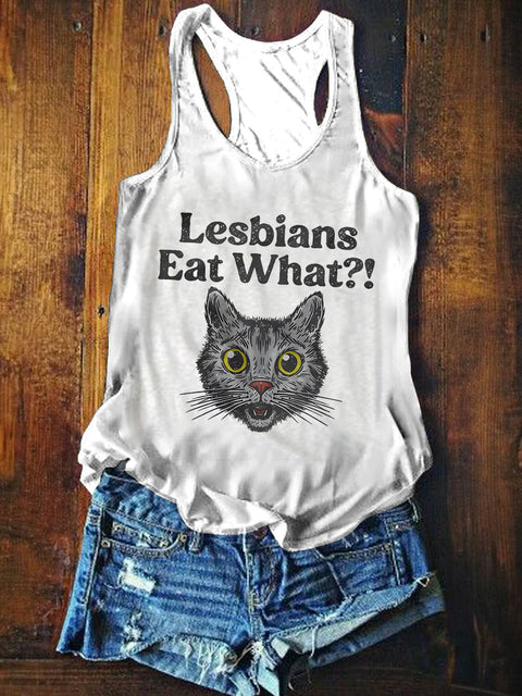 Women's Lesbians Eat What? Casual Print Tank Top