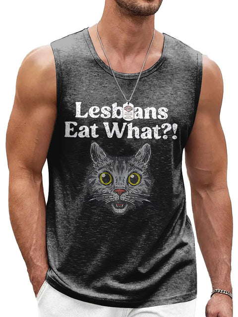 Men's Lesbians Eat What? Casual Print Tank Top