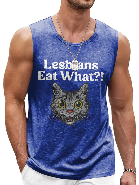 Men's Lesbians Eat What? Casual Print Tank Top