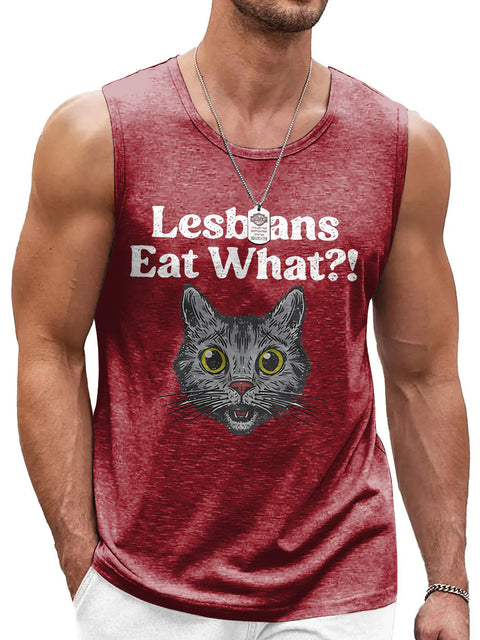 Men's Lesbians Eat What? Casual Print Tank Top