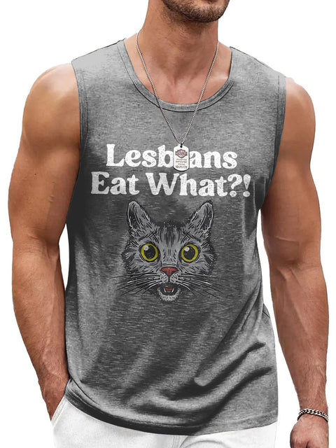 Men's Lesbians Eat What? Casual Print Tank Top