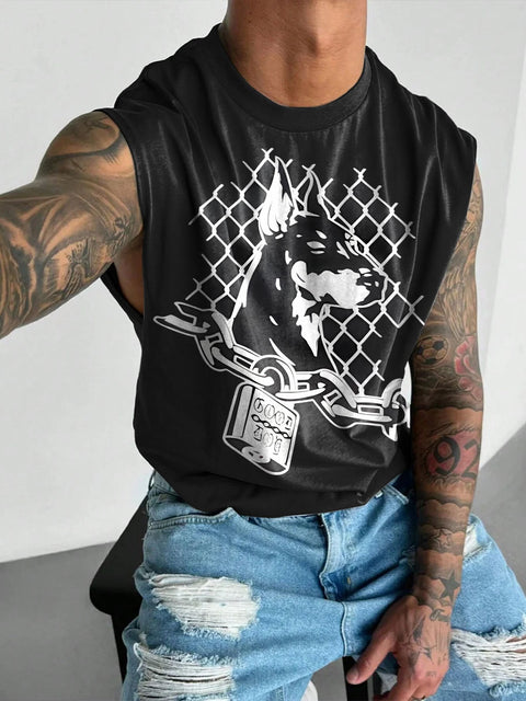 GOOD BOY Doberman Rainbow LGBTQ Gay Print Men's  Wide Shoulder Vest