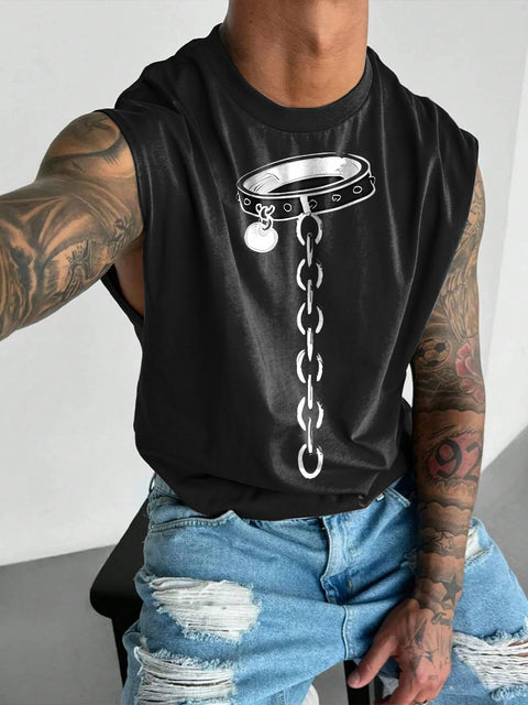 GOOD BOY Padlock Rainbow LGBTQ Gay Print Men's  Wide Shoulder Vest