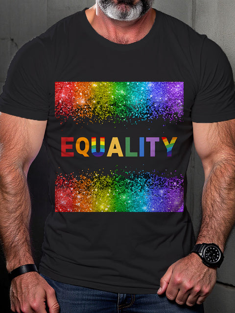 Equality Glitter Pride Rainbow LGBTQ Gay Print T-shirt