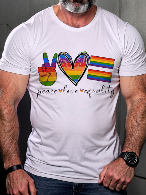 Peace Love Equality Rainbow Flag Rainbow LGBTQ Gay Print T-shirt