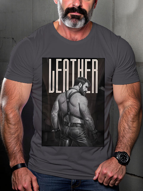 Daddy Leather Pride LGBTQ Gay Rainbow Print T-shirt