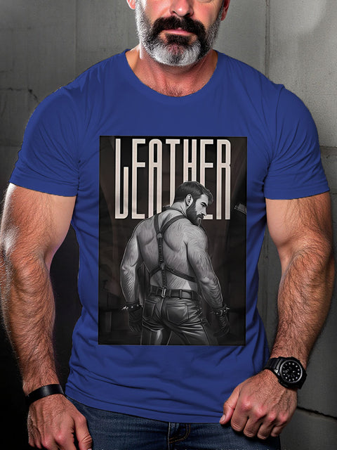 Daddy Leather Pride LGBTQ Gay Rainbow Print T-shirt