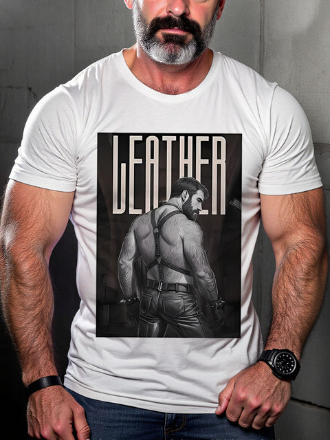 Daddy Leather Pride LGBTQ Gay Rainbow Print T-shirt