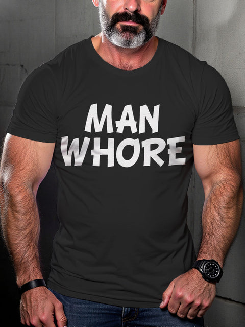 Man Whore LGBTQ Gay Rainbow Print T-shirt