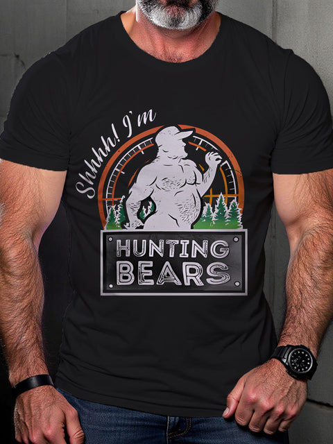 HUNTING BEARS LGBTQ Gay Rainbow Print T-shirt