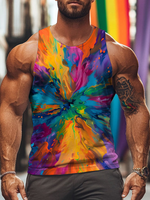 Paint spatter LGBTQ Gay Rainbow Print Men's Tank Top