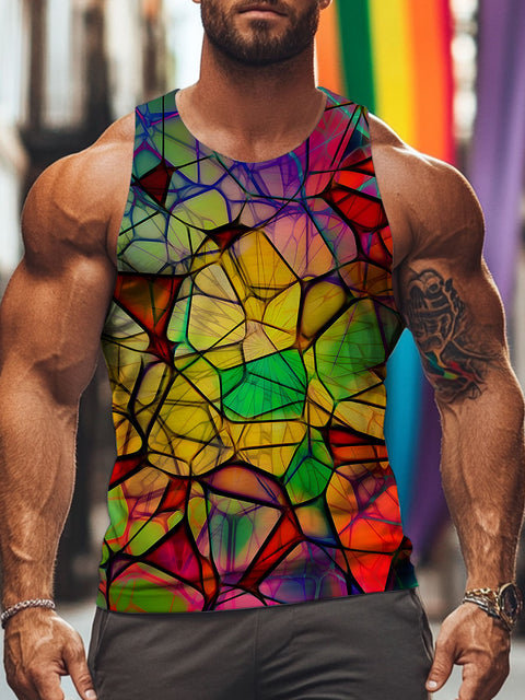 Splice LGBTQ Gay Rainbow Print Men's Tank Top