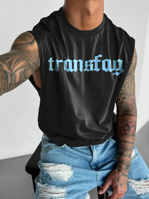 Transfag LGBTQ Gay Queer Rainbow Print Men's Wide Shoulder Vest