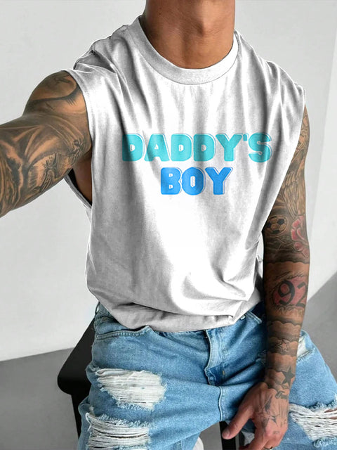 Daddy's Boy Sub Dom LGBTQ Gay Rainbow Print Men's Wide Shoulder Vest
