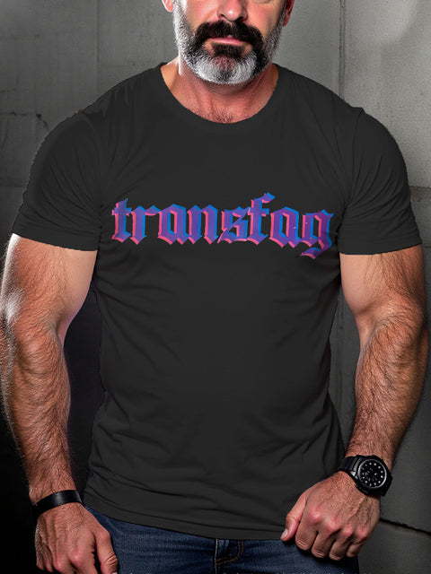 Transfag LGBTQ Gay Rainbow Print T-shirt