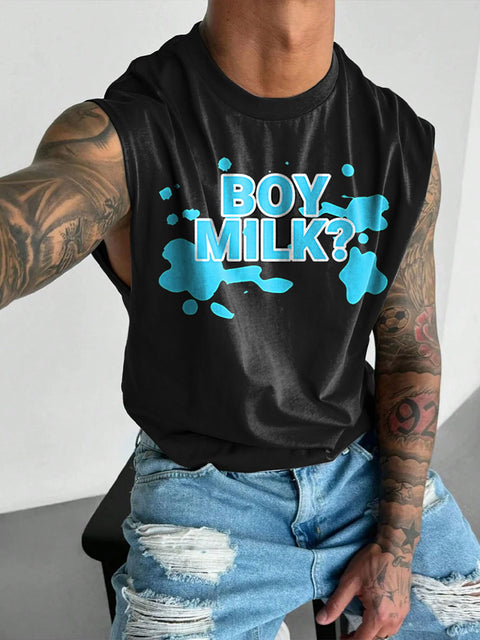 Boy Milk LGBTQ Gay Rainbow Print Men's  Wide Shoulder Vest