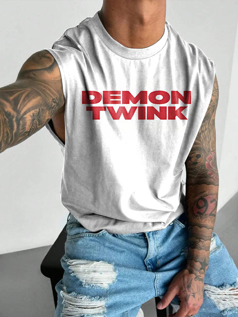 Demon Twink LGBTQ Gay Rainbow Print Men's  Wide Shoulder Vest