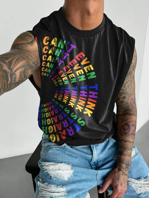 Funny Gay Pride Message LGBTQ Rainbow Print Men's  Wide Shoulder Vest