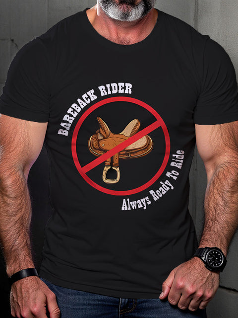 Bareback Rider Always Ready To Ride LGBTQ Gay Rainbow Print T-shirt