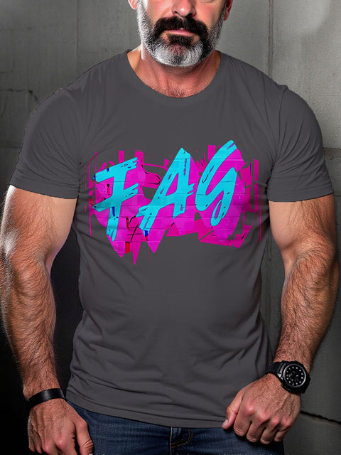 FAG Muscle Tank Top Black Gay Pride LGBTQ Gay Rainbow Print T-shirt