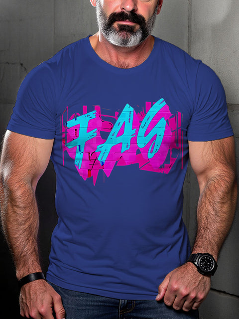 FAG Muscle Tank Top Black Gay Pride LGBTQ Gay Rainbow Print T-shirt